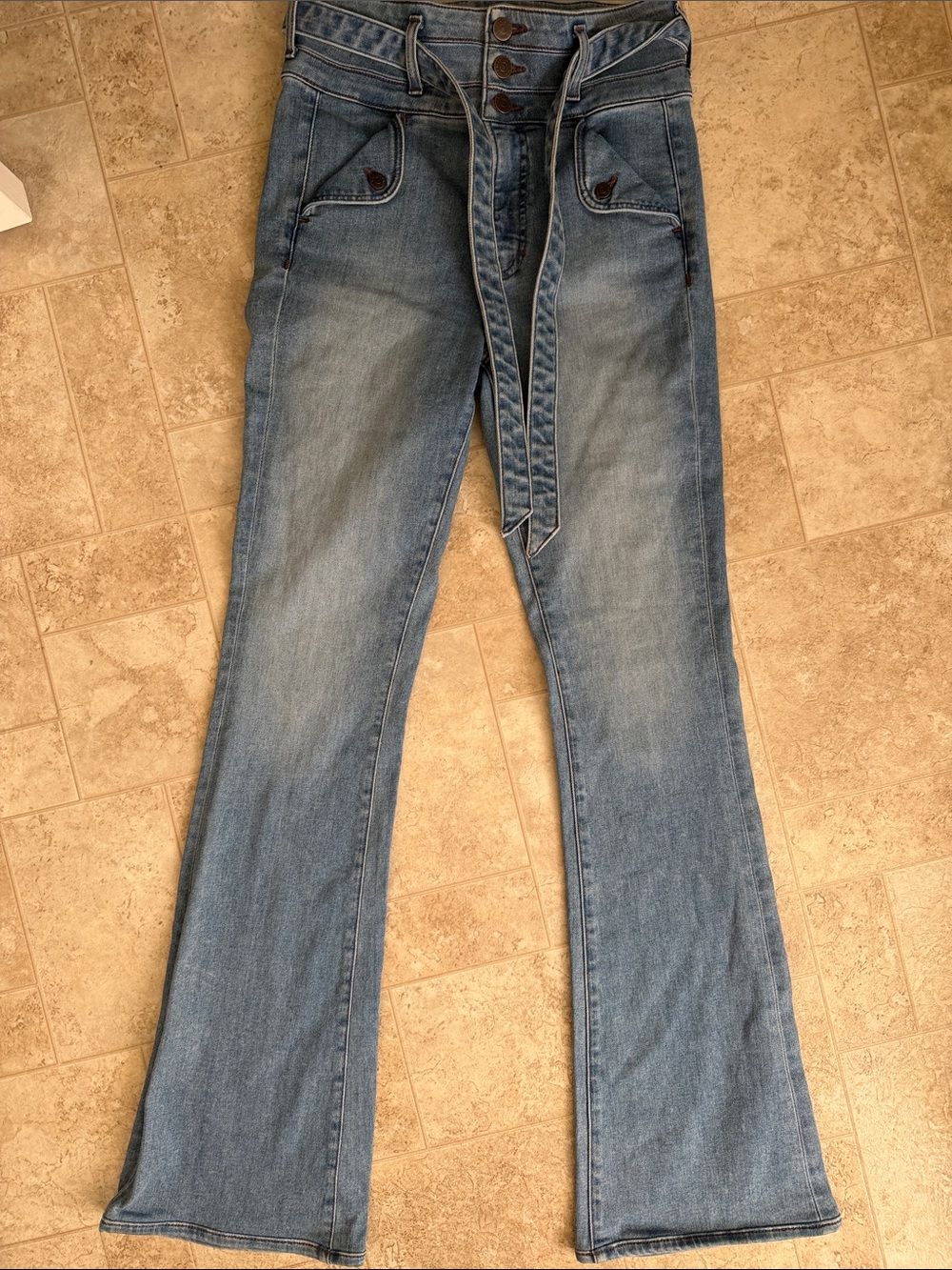 Veronica Beard Giselle Flare Light Blue High-Waist Jeans